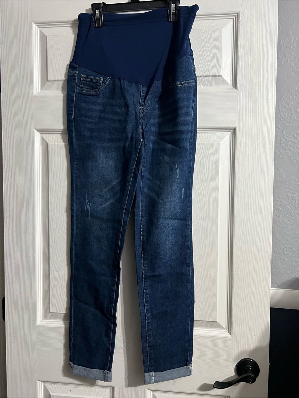 SHEIN Dark Blue Maternity Skinny Jeans with Navy Overband